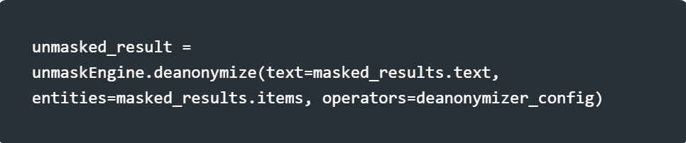 de-anonymize (unmask) the text
