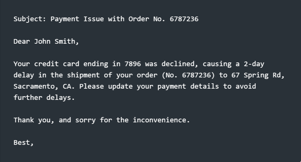 Final Response to User When PII is unmasked